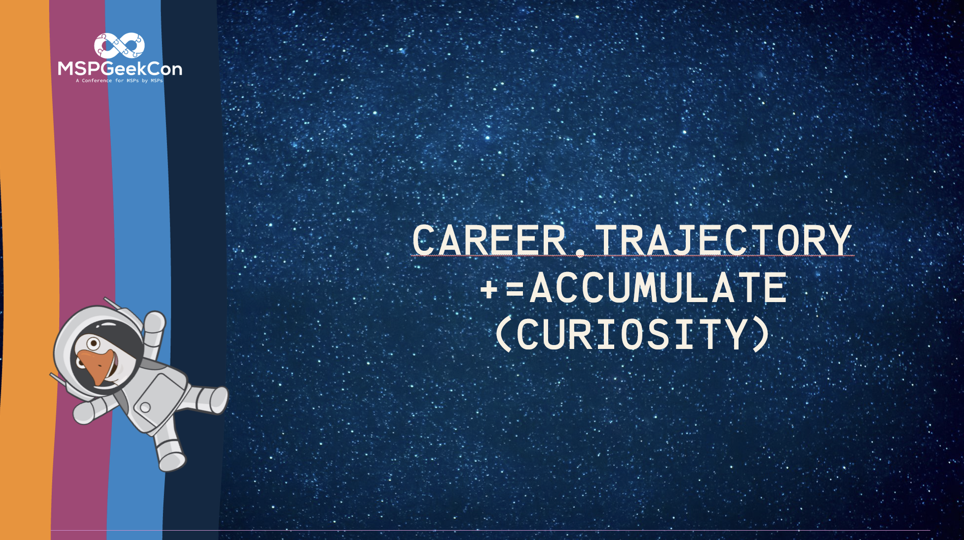 Cover slide for career.trajectory​ +=accumulate​ (curiosity)​