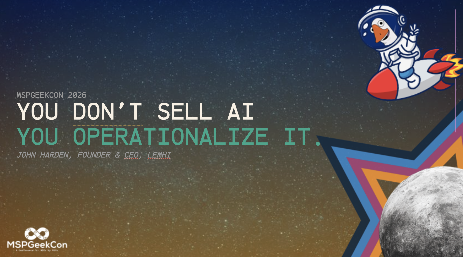 Cover slide for You Don't Sell AI.​ You Operationalize It.